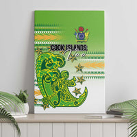 Cook Islands Va'a Race Canvas Wall Art Te Tatau Tattoos Sporty Style Green-White Color - Polynesian Pride