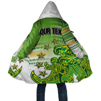 Personalised Cook Islands Va'a Race Cloak Te Tatau Tattoos Sporty Style Green-White Color - Polynesian Pride