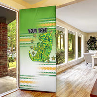 Personalised Cook Islands Va'a Race Door Cover Te Tatau Tattoos Sporty Style Green-White Color - Polynesian Pride