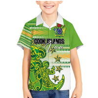 Personalised Cook Islands Va'a Race Family Matching Mermaid Dress and Hawaiian Shirt Te Tatau Tattoos Sporty Style Green-White Color - Polynesian Pride