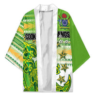 Personalised Cook Islands Va'a Race Kimono Te Tatau Tattoos Sporty Style Green-White Color - Polynesian Pride