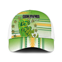 Cook Islands Va'a Race Mesh Trucker Cap Te Tatau Tattoos Sporty Style Green-White Color - Polynesian Pride
