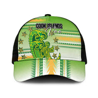 Cook Islands Va'a Race Mesh Trucker Cap Te Tatau Tattoos Sporty Style Green-White Color LT03 One Size Black Green - Polynesian Pride