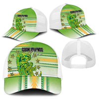 Cook Islands Va'a Race Mesh Trucker Cap Te Tatau Tattoos Sporty Style Green-White Color LT03 - Polynesian Pride