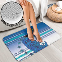Cook Islands Va'a Race Bathroom Set Te Tatau Tattoos Sporty Style Light Blue Color - Polynesian Pride