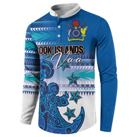 Personalised Cook Islands Va'a Race Button Sweatshirt Te Tatau Tattoos Sporty Style Light Blue Color - Polynesian Pride