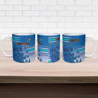 Personalised Cook Islands Va'a Race Ceramic Mug Te Tatau Tattoos Sporty Style Light Blue Color - Polynesian Pride