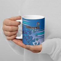 Personalised Cook Islands Va'a Race Ceramic Mug Te Tatau Tattoos Sporty Style Light Blue Color - Polynesian Pride