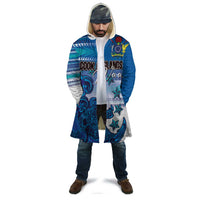 Personalised Cook Islands Va'a Race Cloak Te Tatau Tattoos Sporty Style Light Blue Color - Polynesian Pride