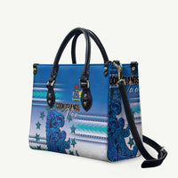 Cook Islands Va'a Race Leather Bag Te Tatau Tattoos Sporty Style Light Blue Color - Polynesian Pride