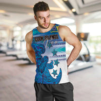 Personalised Cook Islands Va'a Race Men Tank Top Te Tatau Tattoos Sporty Style Light Blue Color - Polynesian Pride