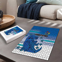 Cook Islands Va'a Race Puzzle Te Tatau Tattoos Sporty Style Light Blue Color - Polynesian Pride