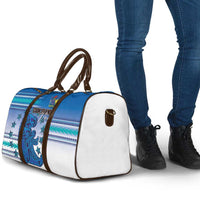 Cook Islands Va'a Race Travel Bag Te Tatau Tattoos Sporty Style Light Blue Color - Polynesian Pride