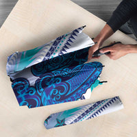 Cook Islands Va'a Race Umbrella Te Tatau Tattoos Sporty Style Light Blue Color - Polynesian Pride