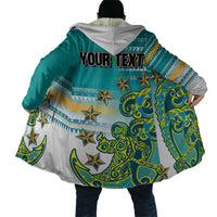 Personalised Cook Islands Va'a Race Cloak Te Tatau Tattoos Sporty Style Turquoise Color - Polynesian Pride
