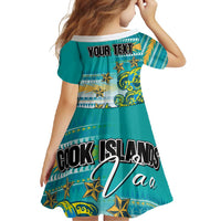 Personalised Cook Islands Va'a Race Family Matching Summer Maxi Dress and Hawaiian Shirt Te Tatau Tattoos Sporty Style Turquoise Color - Polynesian Pride