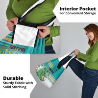 Cook Islands Va'a Race Grocery Bag Te Tatau Tattoos Sporty Style Turquoise Color - Polynesian Pride