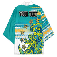 Personalised Cook Islands Va'a Race Kimono Te Tatau Tattoos Sporty Style Turquoise Color - Polynesian Pride