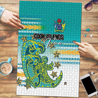 Cook Islands Va'a Race Puzzle Te Tatau Tattoos Sporty Style Turquoise Color - Polynesian Pride