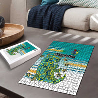 Cook Islands Va'a Race Puzzle Te Tatau Tattoos Sporty Style Turquoise Color - Polynesian Pride