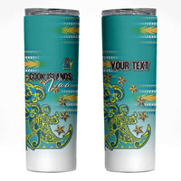 Personalised Cook Islands Va'a Race Skinny Tumbler Te Tatau Tattoos Sporty Style Turquoise Color - Polynesian Pride