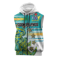 Personalised Cook Islands Va'a Race Sleeveless Zip Hoodie Te Tatau Tattoos Sporty Style Turquoise Color - Polynesian Pride
