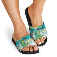 Cook Islands Va'a Race Slide Sandals Te Tatau Tattoos Sporty Style Turquoise Color - Polynesian Pride