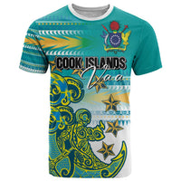 Personalised Cook Islands Va'a Race T Shirt Te Tatau Tattoos Sporty Style Turquoise Color - Polynesian Pride