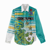 Personalised Cook Islands Va'a Race Women Casual Shirt Te Tatau Tattoos Sporty Style Turquoise Color - Polynesian Pride