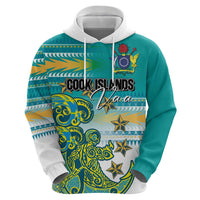 Personalised Cook Islands Va'a Race Zip Hoodie Te Tatau Tattoos Sporty Style Turquoise Color - Polynesian Pride