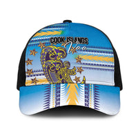 Cook Islands Va'a Race Baseball Net Cap Te Tatau Tattoos Sporty Style Glory Blue Color - Polynesian Pride