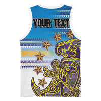 Personalised Cook Islands Va'a Race Basketball Jersey Te Tatau Tattoos Sporty Style Glory Blue Color - Polynesian Pride