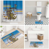 Cook Islands Va'a Race Bathroom Set Te Tatau Tattoos Sporty Style Glory Blue Color - Polynesian Pride