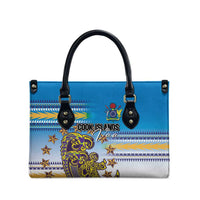 Cook Islands Va'a Race Leather Bag Te Tatau Tattoos Sporty Style Glory Blue Color - Polynesian Pride