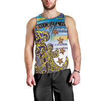 Personalised Cook Islands Va'a Race Men Tank Top Te Tatau Tattoos Sporty Style Glory Blue Color - Polynesian Pride