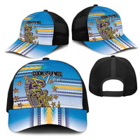Cook Islands Va'a Race Mesh Trucker Cap Te Tatau Tattoos Sporty Style Glory Blue Color - Polynesian Pride