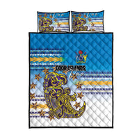 Cook Islands Va'a Race Quilt Bed Set Te Tatau Tattoos Sporty Style Glory Blue Color - Polynesian Pride