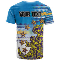Personalised Cook Islands Va'a Race T Shirt Te Tatau Tattoos Sporty Style Glory Blue Color - Polynesian Pride