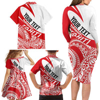 Personalised Tahiti Va'a Race Family Matching Long Sleeve Bodycon Dress and Hawaiian Shirt Polynesian Tattoos Sporty Style - Polynesian Pride
