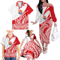 Personalised Tahiti Va'a Race Family Matching Off The Shoulder Long Sleeve Dress and Hawaiian Shirt Polynesian Tattoos Sporty Style - Polynesian Pride