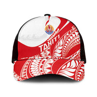 Tahiti Va'a Race Mesh Trucker Cap Polynesian Tattoos Sporty Style LT03 One Size Black Red - Polynesian Pride