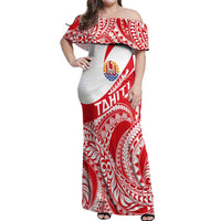 Personalised Tahiti Va'a Race Off Shoulder Maxi Dress Polynesian Tattoos Sporty Style - Polynesian Pride