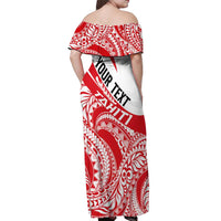 Personalised Tahiti Va'a Race Off Shoulder Maxi Dress Polynesian Tattoos Sporty Style - Polynesian Pride