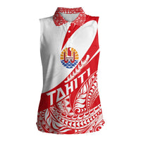 Personalised Tahiti Va'a Race Women Sleeveless Polo Shirt Polynesian Tattoos Sporty Style - Polynesian Pride