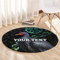 Custom Pukeko New Zealand Round Carpet Koru Papua Shell with Silver Fern Pattern LT03 - Polynesian Pride