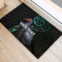 Custom Pukeko New Zealand Rubber Doormat Koru Papua Shell with Silver Fern Pattern LT03 - Polynesian Pride