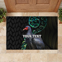 Custom Pukeko New Zealand Rubber Doormat Koru Papua Shell with Silver Fern Pattern LT03 - Polynesian Pride