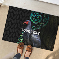 Custom Pukeko New Zealand Rubber Doormat Koru Papua Shell with Silver Fern Pattern LT03 - Polynesian Pride