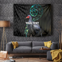 Custom Pukeko New Zealand Tapestry Koru Papua Shell with Silver Fern Pattern LT03 Black - Polynesian Pride