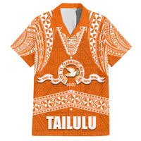 Tonga Tailulu College Family Matching Off Shoulder Long Sleeve Dress and Hawaiian Shirt Traditional Ngatu and Polynesian Pattern LT03 Dad's Shirt - Short Sleeve Orange - Polynesian Pride